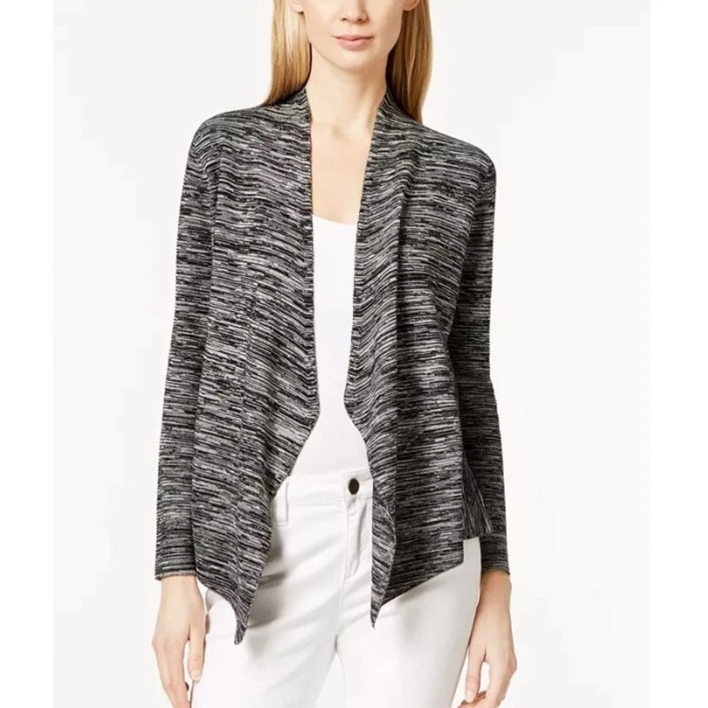 Eileen Fisher Organic Cotton Silk Blend Long Sleeve Angled‎ Cardigan Sweater XS